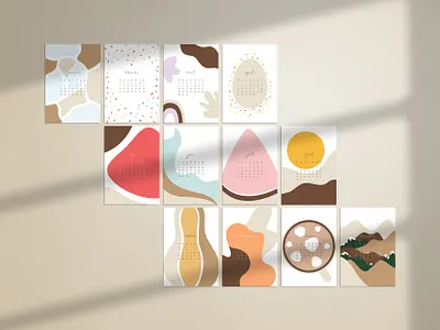 Calendar 2021 abstract abstract shapes autumn calendar design calendar2021 desk calendar desk calendar 2021 digital design graphic design kalendar pastel colors print design print designer spring summer terracotta winter