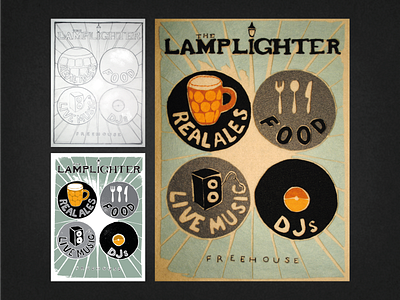 LAMPLIGHTER PUB poster design design illustration poster poster art poster design textile art typography