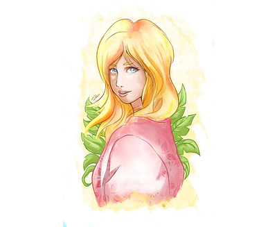 Blondy digitalart girl illustration procreate