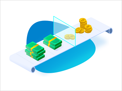 Transform Fiat to Crypto currency design illustration ui vector