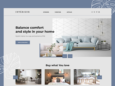 Interior - furniture store blue comfort zone comfortable furniture furniture store home home page homepage homepagedesign interface interior light style uiux