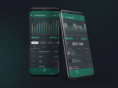 Online bank Application Concept analitycs analytics chart android app android design bank bank app bankingapp chart chart design dark ui finance app finances fintech material ui materialdesign money app money management stats ux