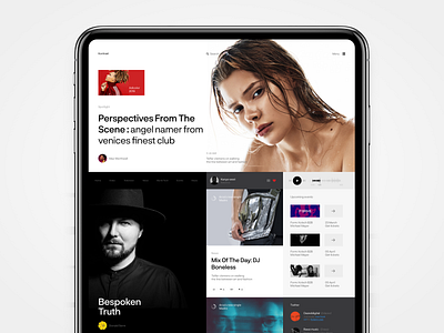 Kontrast animation block grid minimalistic music news portal ui ux web design