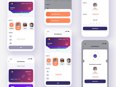 Send Money - Online Mobile Banking App app design bank app banking app card finance app fintech mobile app ui money money app money bag money send money transfer send money send money flow send money ui design transaction transaction history transfer transfer money transfers