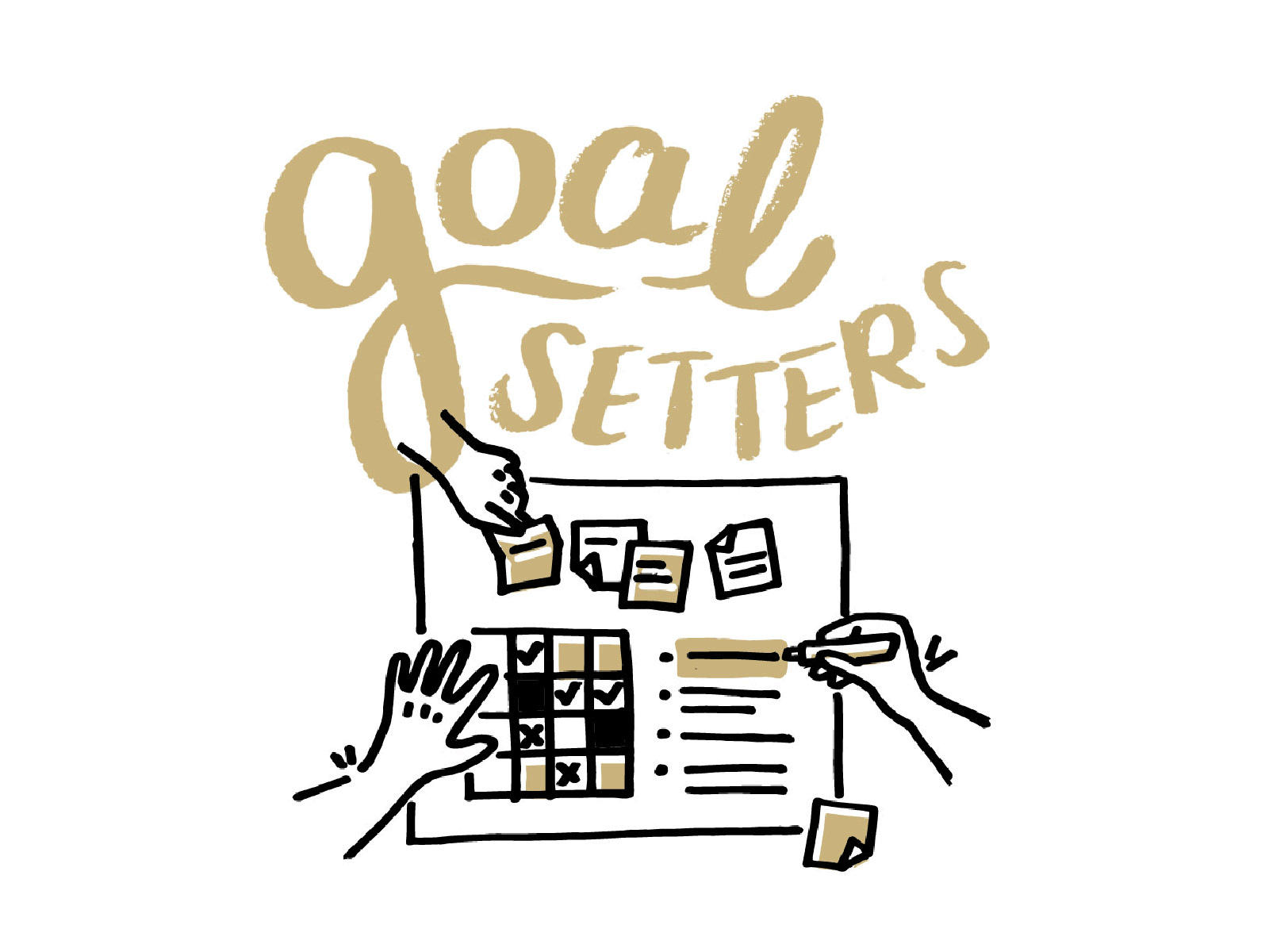 Goal Setters clean design hand lettering illustration typography