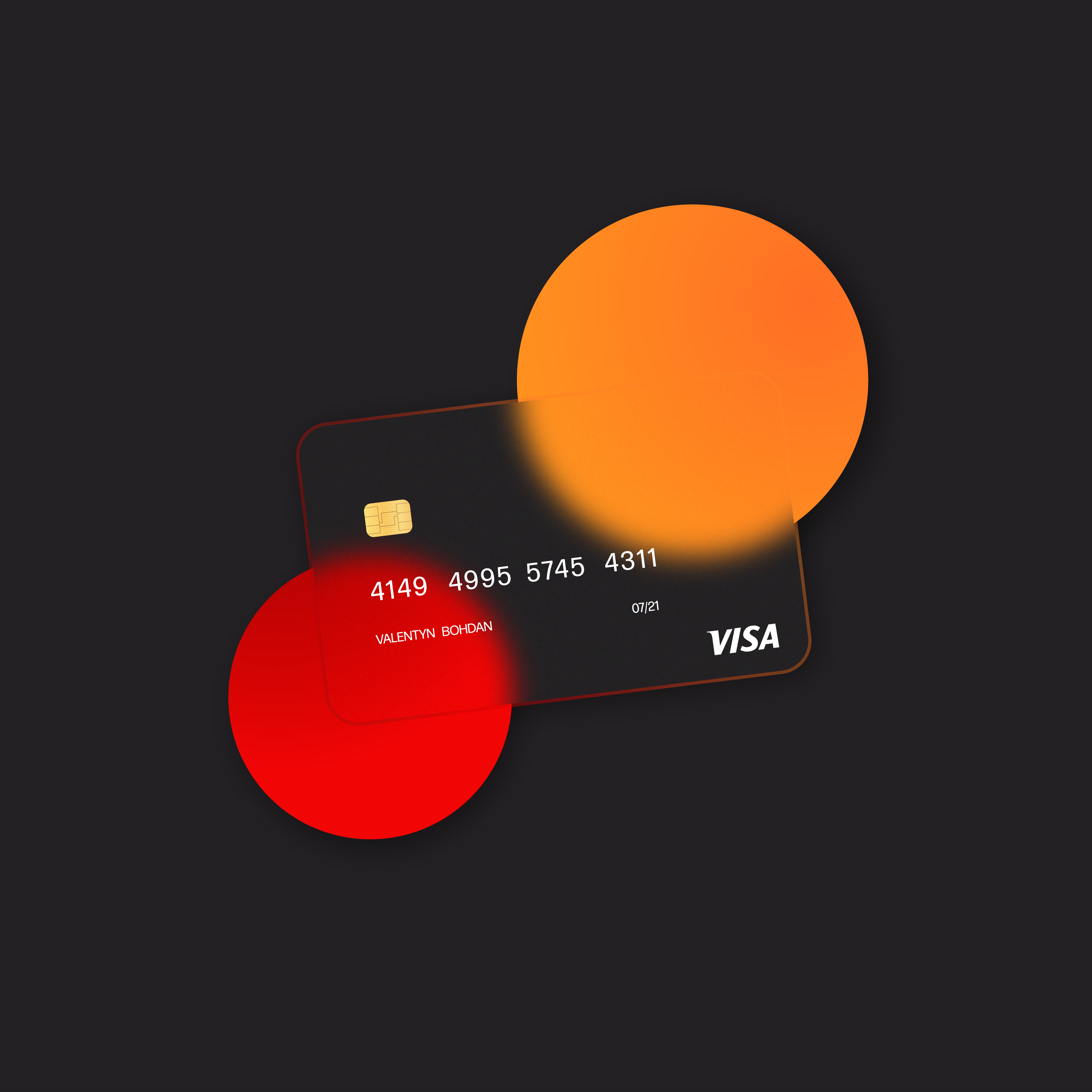 Example of Credit card desing in glassmorphism style