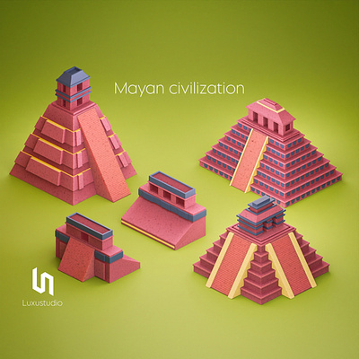 Mayan civilization 3d 3d art ancient aztec blender culture design earth guatemala history honduras illustration isometric art mexico pyramid ruins soccer