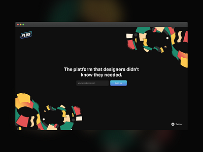 Flux Teaser Landing Page branding concept design designs email marketing landing page notify platform project subscribe teaser ui ux design ui design