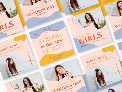 Playful Women's Day Instagram Post abstract shape art blob illustration instagram instagram post instagram post template line template women