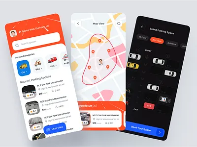 Parking Mobile App booking app car parking clean design interface design mobile app parking app parking lot parking mobile app parking space tacking app ui ux