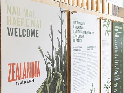 Zealandia Botanical Trail botanical design foliage harakeke illustration newzealand signage wayfinding welcome sign