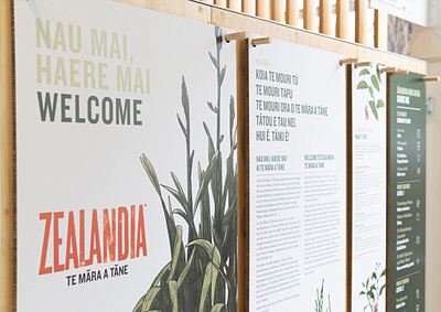 Zealandia Botanical Trail botanical design foliage harakeke illustration newzealand signage wayfinding welcome sign