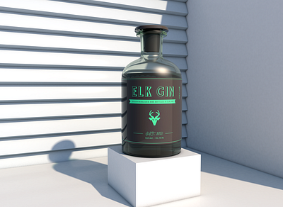 ELK GIN Mockup 3d bottle brand design c4d clay crypto decentralized gin label logo wine