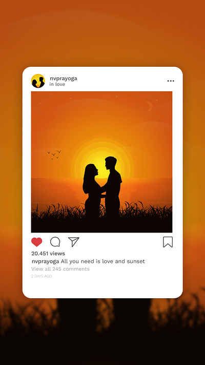 Sunset with Sweet a Couple art design illustration illustrator instagram love orange sunset