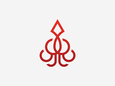 Fresh Red Squid Logo branding design elegant logo identity logo logodesign monoline octopus logo squid logo