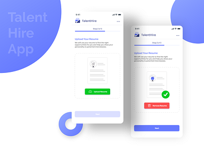 Talent Hire App app aquisition cv design hire job mobile online profile resume talent ui uiux upload ux