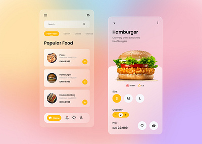 Food App Exploration design drink food food app food app design glassmorphism minimalist modern ui ui app design uidesign uiux user interface userinterface