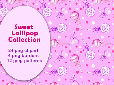 Pink Lollipop Clipart and Patterns