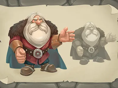 old dwarf master cartoon character creature dwarf fantasy illustration man mobile game