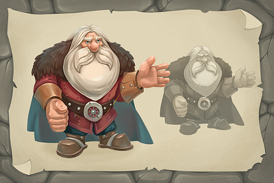 old dwarf master cartoon character creature dwarf fantasy illustration man mobile game