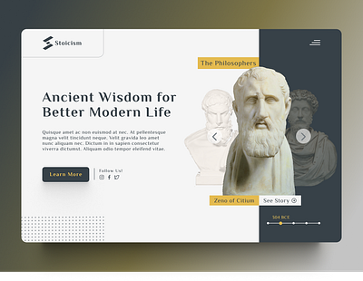 Stoicism Header Concept ancient education landing page stoicism ui design web design