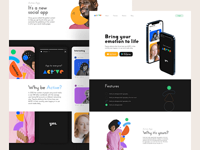 Active Landing Page active app clean landing landing page media minimal mobile mobile app social social app website