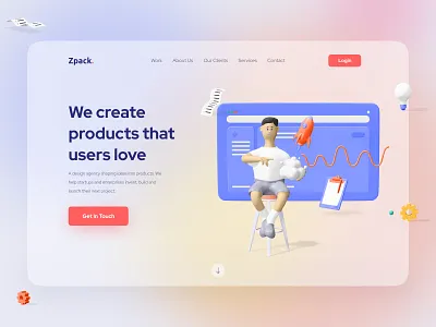 Landing Page UI Design 3d contact page figma home interaction landing page layout products sketch trendy ui ui concept uidesign uikit web web design website xd