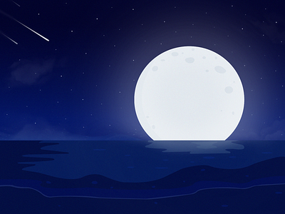 Moonlight clean galaxy illustration moon moonlight night night ocean ocean ocean illustration stars vector vibe