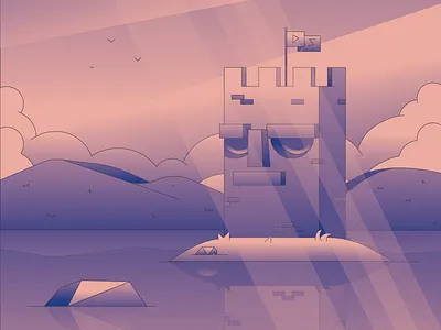 Castle With Eyes abstract badge branding character flat gradient illustration illustrator logo minimal simple