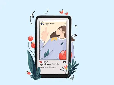 Hi 🙋‍♀️ characterdesign clean design digital painting digital2d flat illustration flatdesign flowers girl graphic design greetings happy illustration inspiration instagram minimal portfolio procreate art social media social media design
