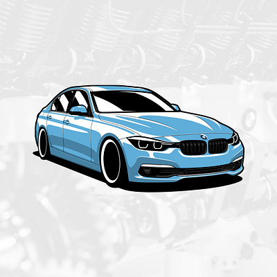 BMW F30 3 series art artwork automobile car design drawing graphicdesign illustration logo vector