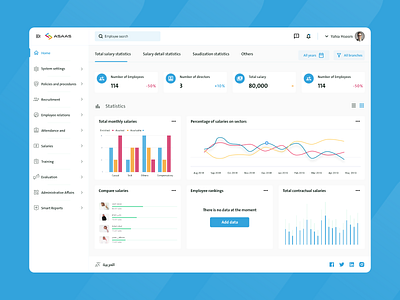 HR manage system ERP - UI blue design erp erp software hr hr cloud hr software hrms manage system ms statistics ui ui design uiux ux uxdesign web