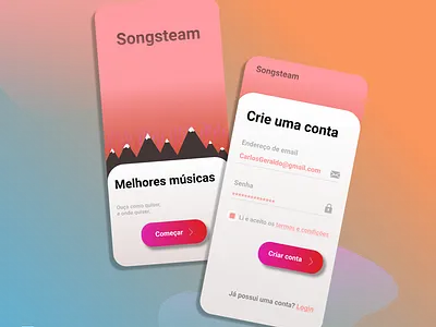 Login page Songsteam account app authentication design example exemplos home ideas ideias inicio login minimalist song start ui uidesign uiux ux