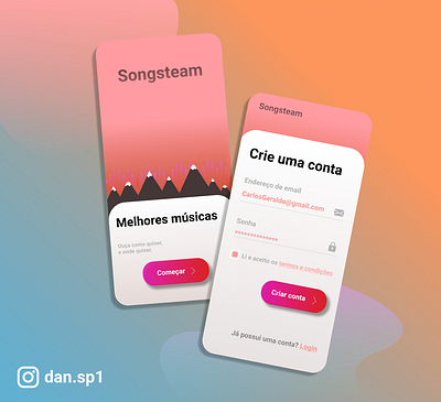 Login page Songsteam account app authentication design example exemplos home ideas ideias inicio login minimalist song start ui uidesign uiux ux