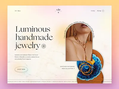 Gas Bijoux • redesign concept blur brand identity colorful ecommerce elegant eshop fashion gradient hero hero header home page homepage instagram jewellery jewelry landing page luxury minimal retro typography