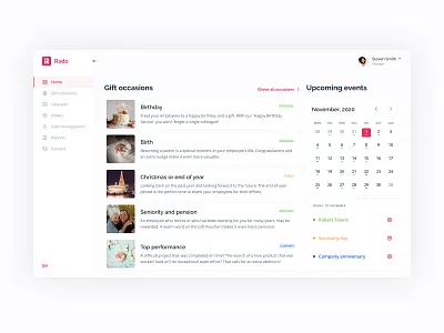 Gift managment app #1 app calendar card dashboard design event gift menu navigation planning ui ux web