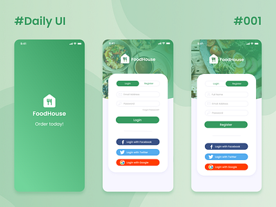 Daily UI :: 001 • Sign Up dailyui dailyui 001 dailyuichallenge food app login screen mobile ui register form signup uidesign