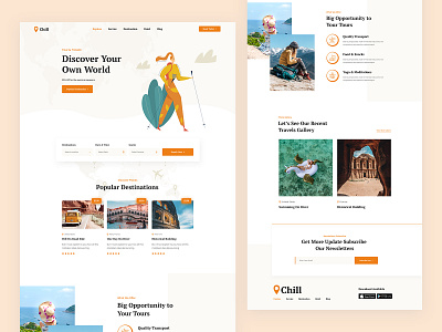 Travel Figma Template agency creative discover illustration landing page tour travel ui ux vector