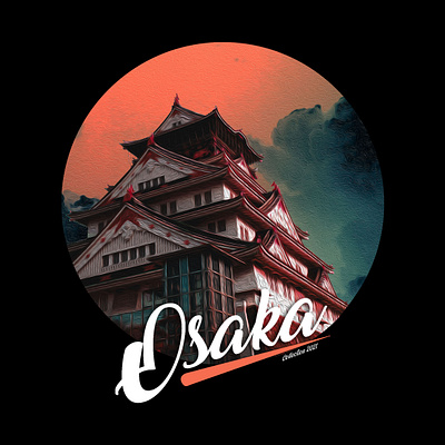 Osaka art castle colors design illustration japan paint photoshop text typography