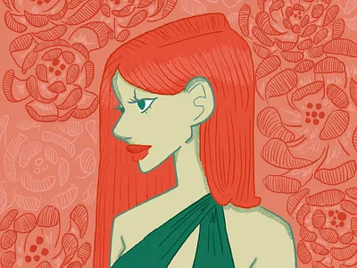 Poison Ivy background character design color dccomics illustration linework portrait