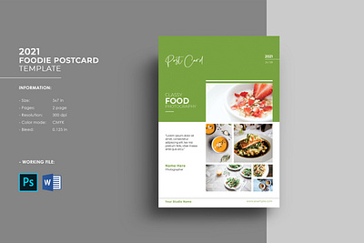 Food Postcard Flyer Template advertising chef food postcard foodie postcard marketing template minimal ms word multipurpose postcard photoshop template postcard template