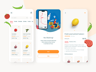 Delivery app screens delivery delivery app delivery truck design designideas designinspiration digital figma fresh fruit lemon market tomato truck ui uiux uiuxdesign userexperience vegetable webdesign