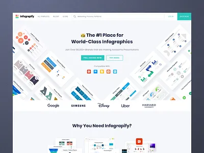 Infograpify - Landing Page Design 2021 trend brand branding clean design hero section illustration inspiration interface landing page minimal trendy typography ui ux web website