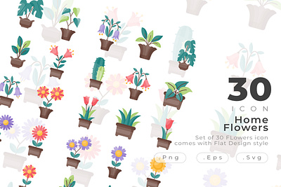 Set of Home Flower and Plant icon design bloom blossom colorful creative flowers green icon icondesign leaves lily modern nature plant plants sunflower