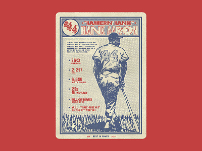 Hank Aaron baseball branding card design drawing graphic hand drawn illustration lettering texture typography vintage