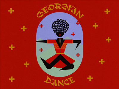 Georgian Dancer color exploration culture dance dancer dancing digital art digital drawing geometric design geometry illustration illustrator layout design mountains person red shapes symmetry traditional typeface typography