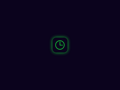 Neon clock icon app dark mode dark theme design green icon logo minimal neon ui ux vector