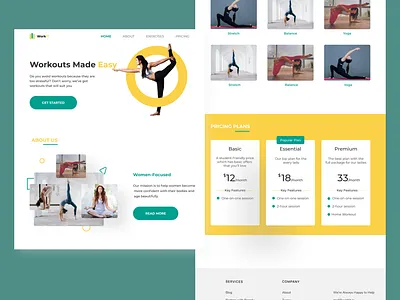 Fitness Website exercise fitness health landing page design uiux design website design