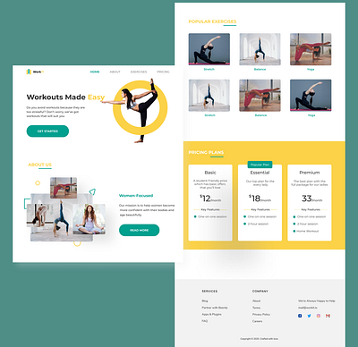 Fitness Website exercise fitness health landing page design uiux design website design