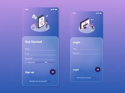 Glassmorphism Sign in / up 2020 trend adobexd glassmorphism mobile mobile ui sign in sign up